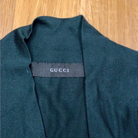 GUCCI Red & Green Silk Colorblock Cardigan Blazer Sweater w/ Hanger Large - Picture 2 of 10